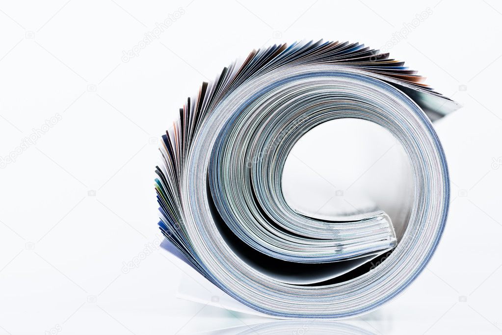 magazine roll on white background