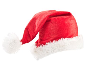 Noel Baba kırmızı şapka beyaz arka planda izole