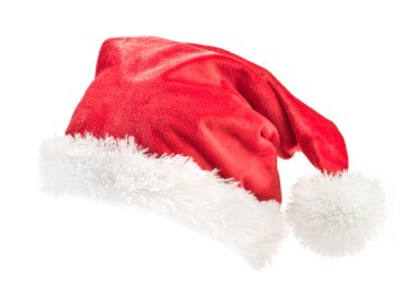 Noel Baba kırmızı şapka beyaz arka planda izole