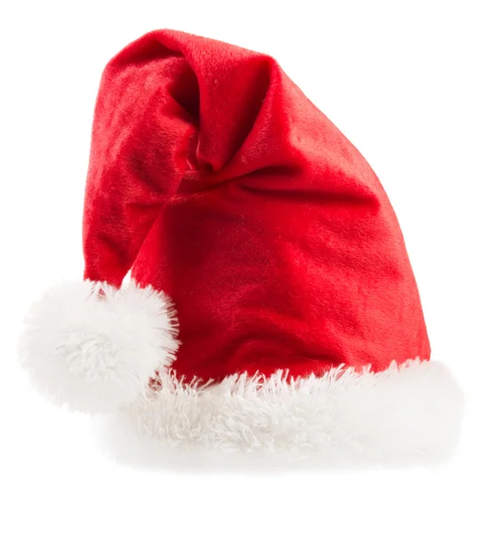 Красная шляпа Санта-Клауса на белом фоне — стоковое фото
