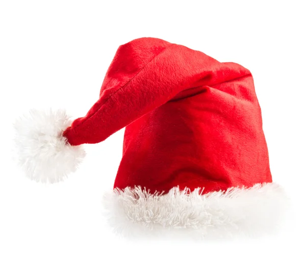 Papai Noel chapéu vermelho isolado no fundo branco — Fotografia de Stock
