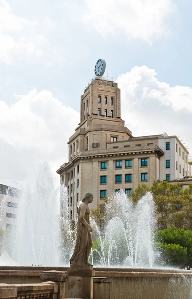 Fountain in placa de Catalunya — Stock Photo, Image