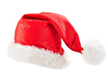 Noel Baba kırmızı şapka beyaz arka planda izole