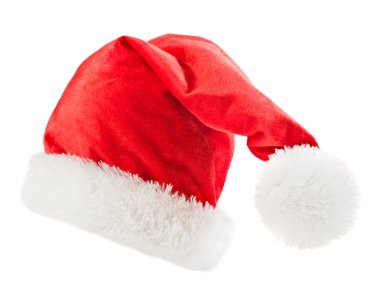 Noel Baba kırmızı şapka beyaz arka planda izole