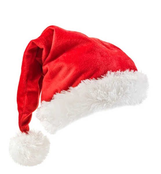 Красная шляпа Санта-Клауса на белом фоне — стоковое фото