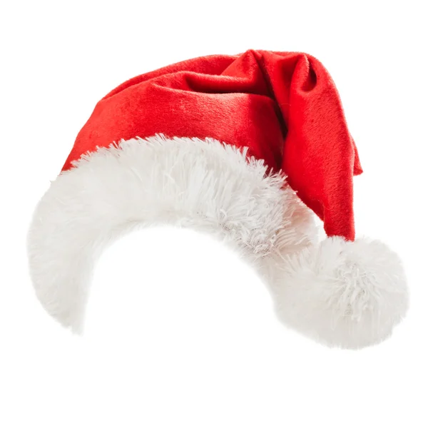 Santa Claus czerwony kapelusz izolowany na białym tle — Zdjęcie stockowe