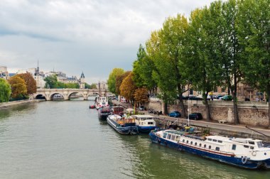 Paris'te seine Nehri bulutlu bir günde 