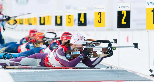 Olga Vilukhina (rus) en una línea de firnig —  Fotos de Stock