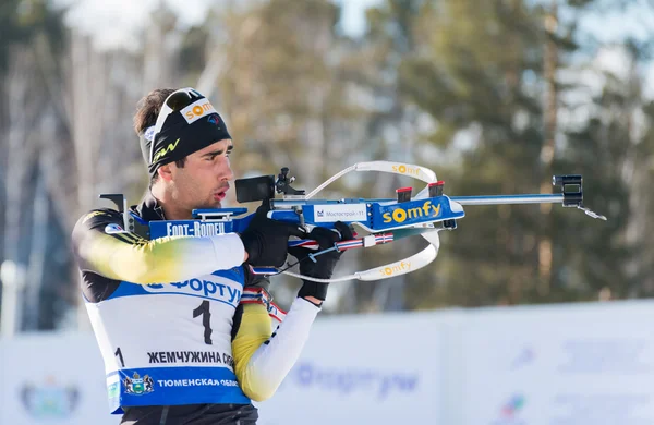 Martin fourcade (fra)) w Biathlonie — Zdjęcie stockowe