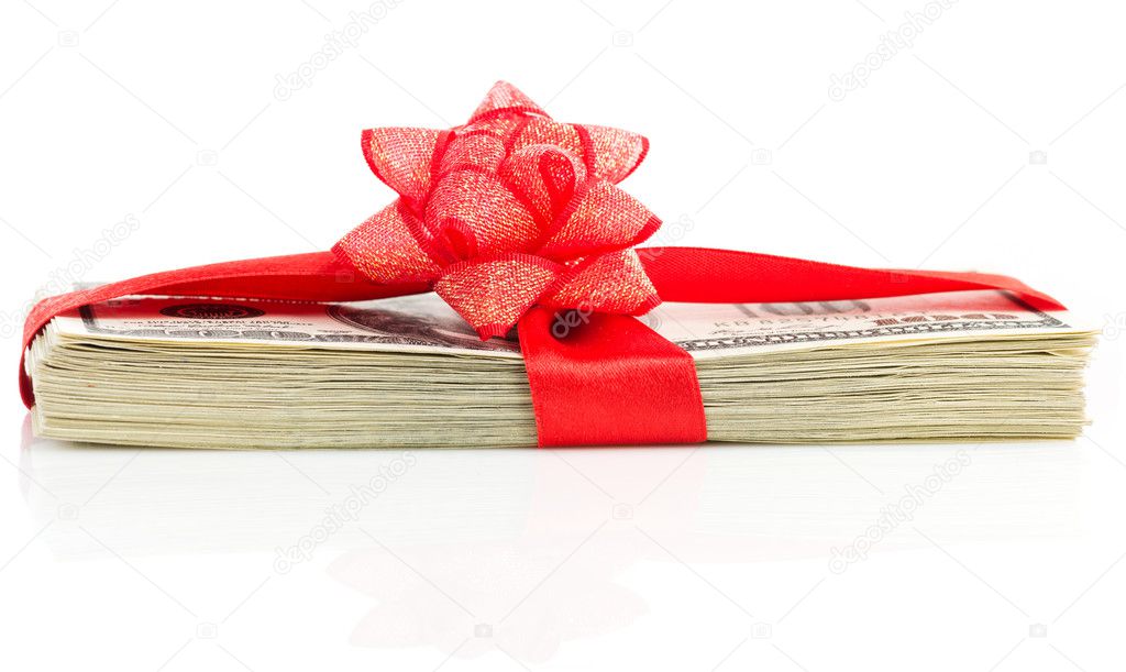 Stack of Cash With Red Bow