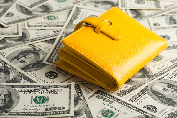 Wallet on dollars