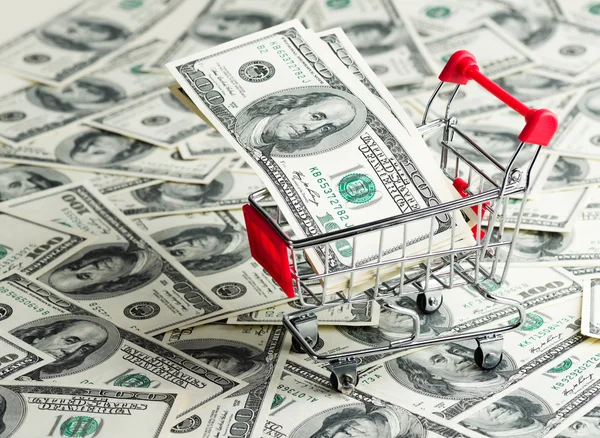 Dollars in Shopping Cart — Stock Photo, Image