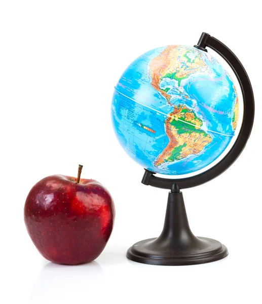 Red apple and globe — Stock Photo, Image