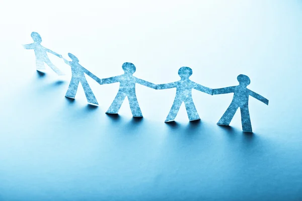 Papír ember teamworking koncepció — Stock Fotó