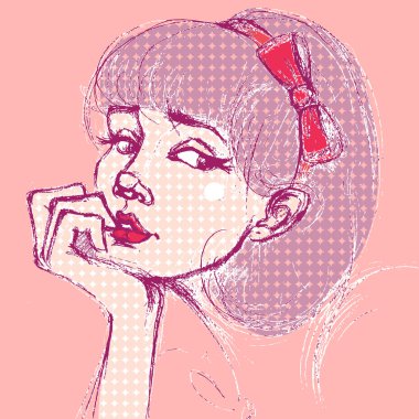 endişeli bir kız. Retro. Pop sanat tarzı