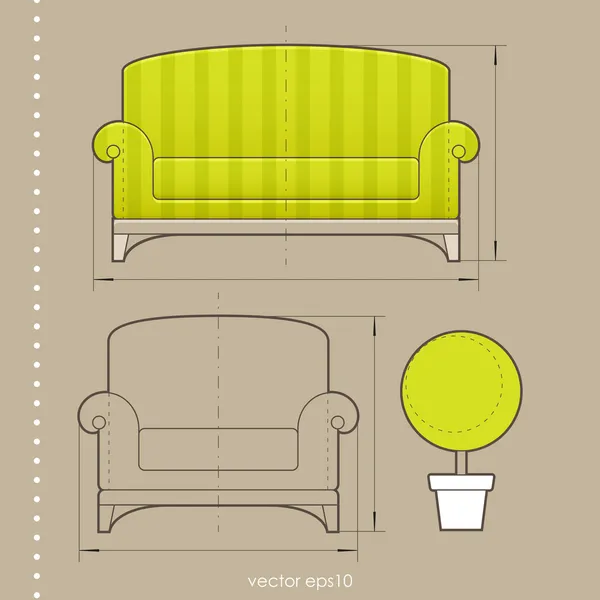 Diseño de muebles — Vector de stock