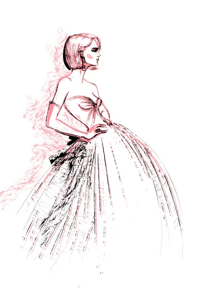 Modelo de moda con vestido de noche — Vector de stock