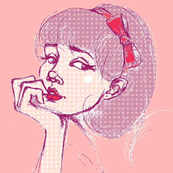 endişeli bir kız. Retro. Pop sanat tarzı