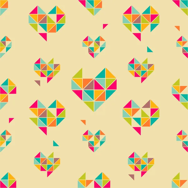 Coeurs géométriques motif sans couture — Image vectorielle
