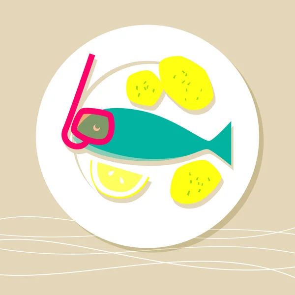 Peixe fresco extremo para jantar —  Vetores de Stock