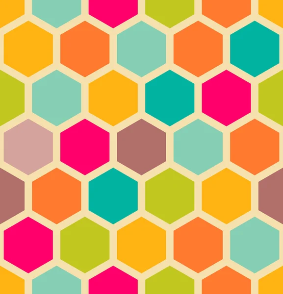 Retro geometric hexagon seamless pattern — Stock Vector