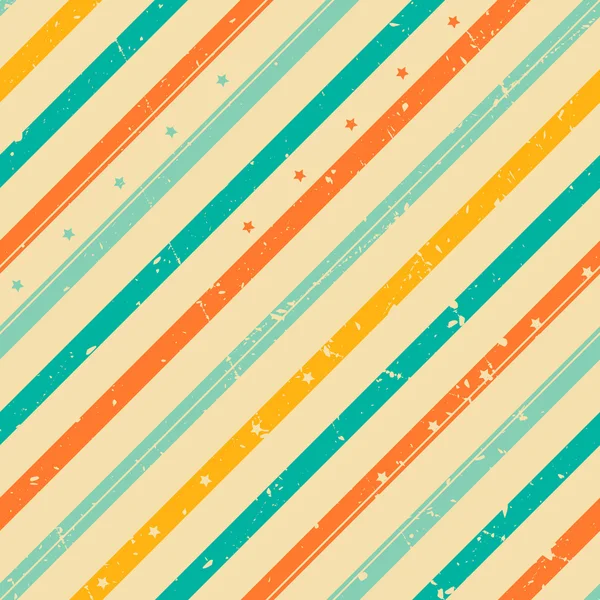 Retro grunge striped seamless pattern with tiny stars — Stock Vector