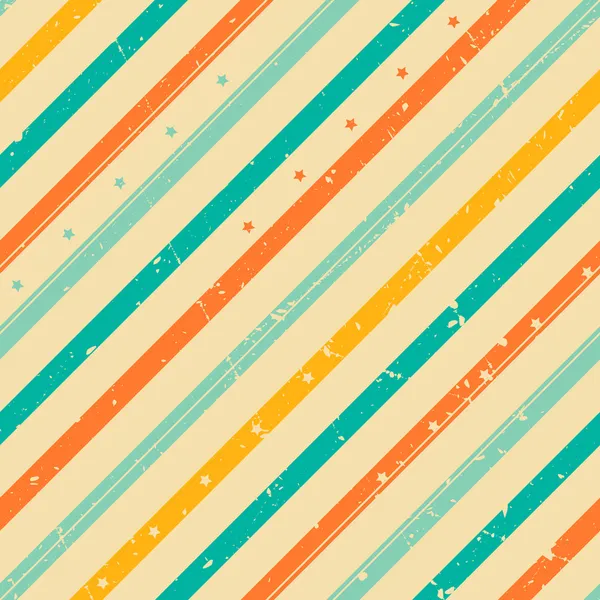 Retro grunge striped seamless pattern with tiny stars — Stock Vector