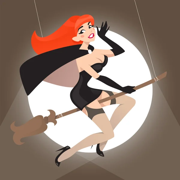 Pin-up witch — Stock Vector