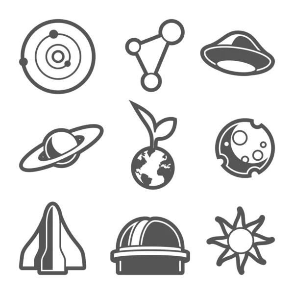 Icone astronomiche spaziali — Vettoriale Stock