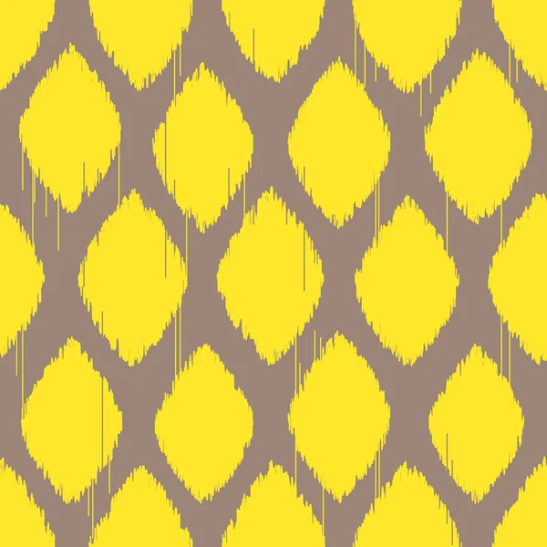 Ikat 노란색 마름모 원활한 패턴 — 스톡 벡터