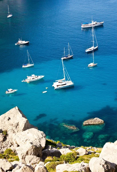 Yachts i mallorca bay, Spanien — Stockfoto