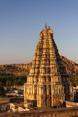 Resul tapınakta günbatımı, hampi, karnataka, Hindistan