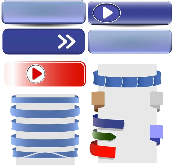 vektör kırmızı ve gümüş şerit kümesi