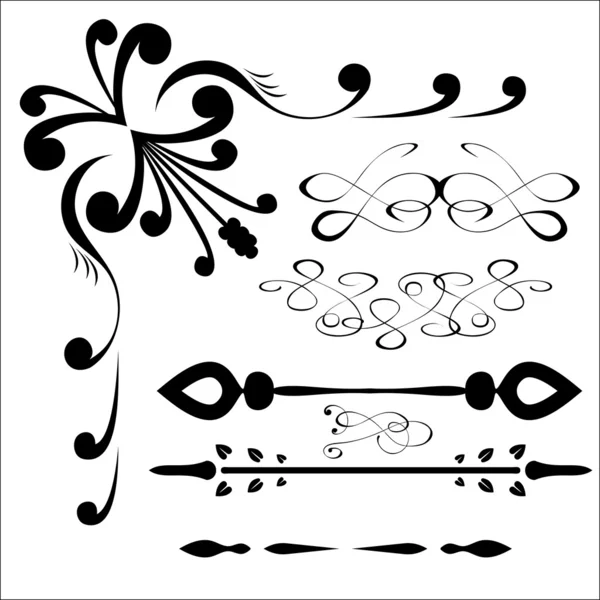 Jeu vectoriel d'éléments de conception calligraphique — Image vectorielle