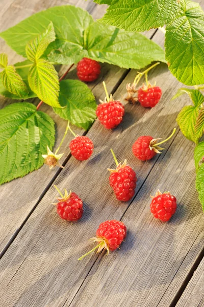 Raspberry on wooden table — Stock Photo, Image