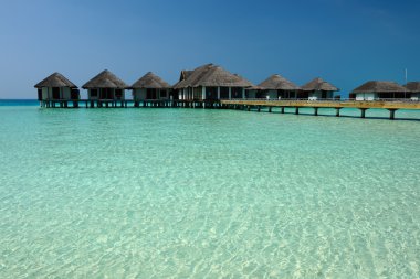 güzel bir plaj su bungalov ile