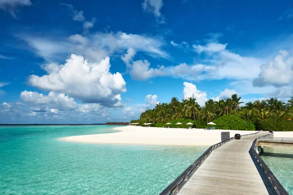 Schöner Strand mit Steg — Stockfoto