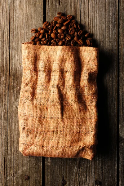 Coffee beans in bag background — Stock Photo, Image