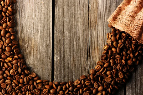 Grains de café et fond de sac — Photo