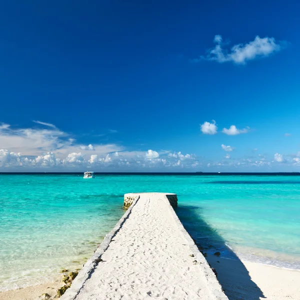 Prachtig strand met steiger — Stockfoto