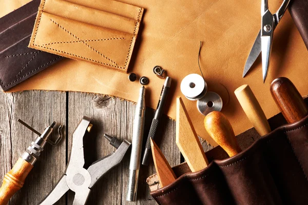 Lederen crafting tools — Stockfoto