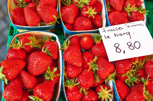 Baskets of fresh strawberries — Stock Photo, Image