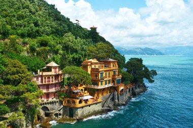 Portofino Köyü ligurian kıyısında, İtalya