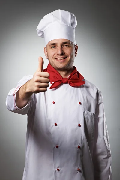 Mannelijke chef-kok met duim omhoog portret — Stockfoto