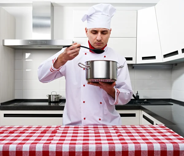 Male chef at kitchen — Stock Photo, Image