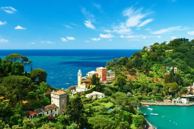 Portofino Köyü ligurian kıyısında, İtalya