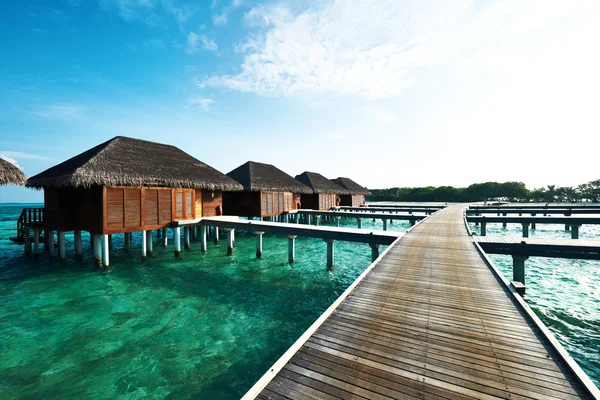 Beach with water bungalows — Stock Photo, Image