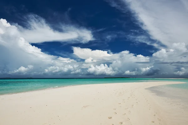 Sandspit Maldivler ile güzel bir plaj — Stok fotoğraf