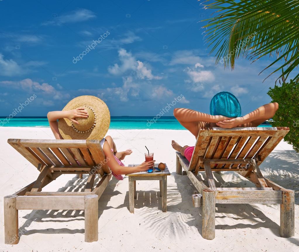 Couple on a beach at Maldives