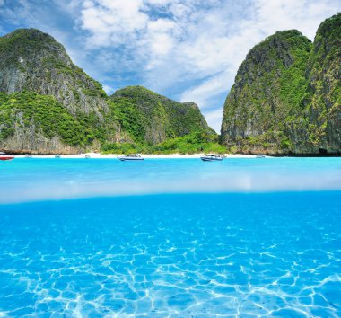 güzel lagün beyaz kum alt sualtı Manzaralı